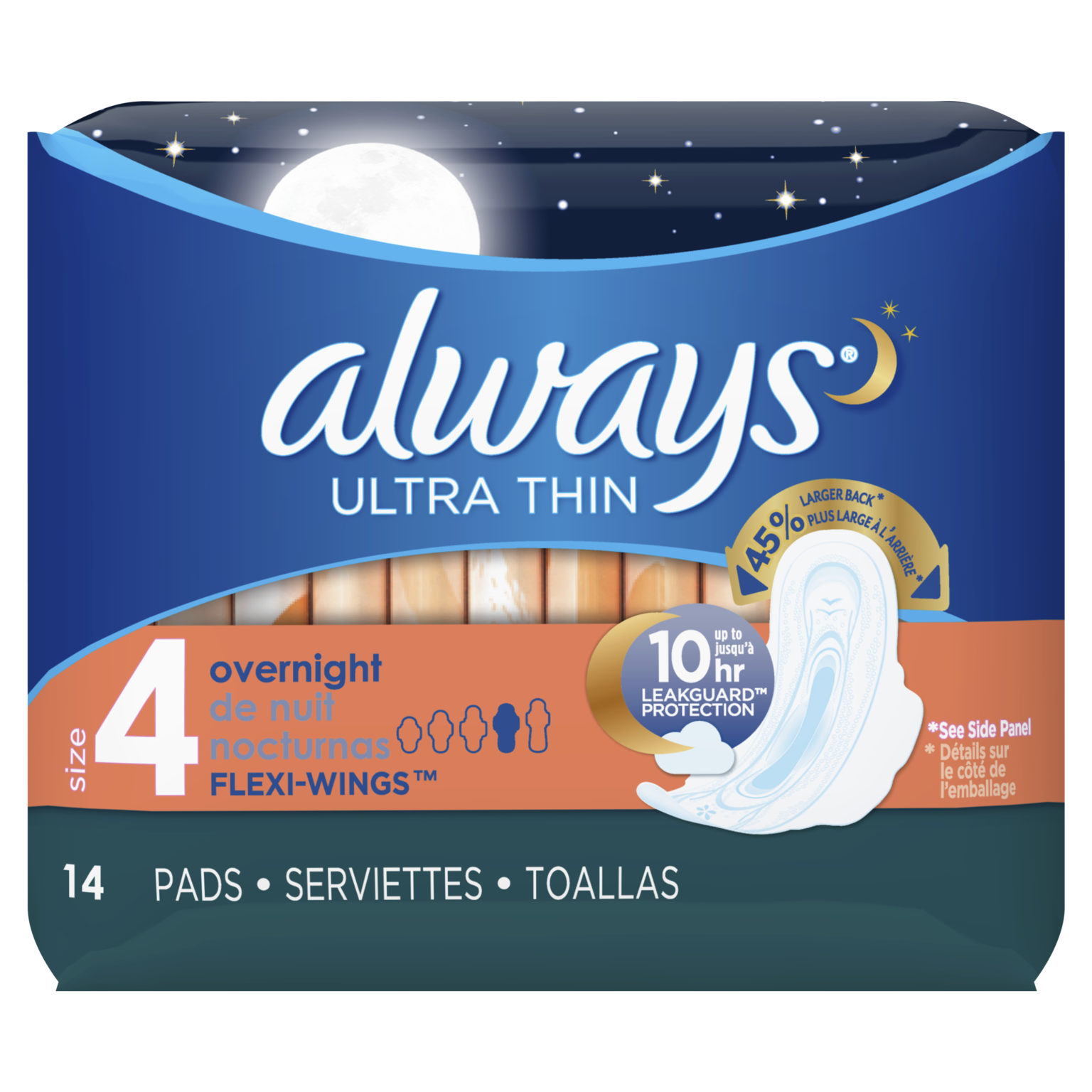 Always Ultra Thin Maxi Pads with Wings Overnight Shop JetFast™