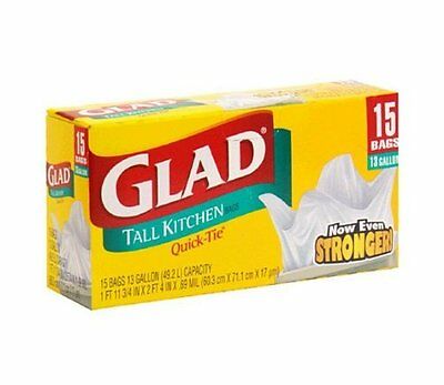 Glad 13 Gal. Quick Tie Tall Kitchen Bags 15 ct 